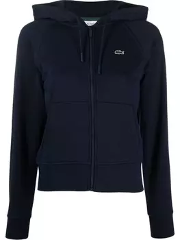 Lacoste худи на молнии с нашивкой-логотипом, синий