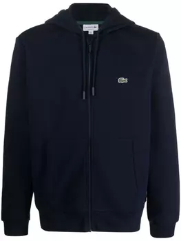 Lacoste худи на молнии с вышитым логотипом, синий