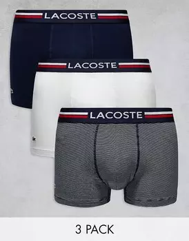 Lacoste – комплект из 3 пар боксеров темно-синего цвета с полосками