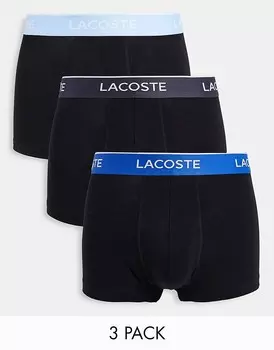 Lacoste – Комплект из 3 пар черных боксеров с контрастным поясом