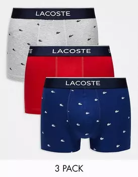 Lacoste – комплект из 3 пар серых боксеров с логотипом