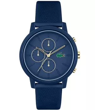 Lacoste Мужские L 12.12. Часы с хронографом и силиконовым ремешком темно-синего цвета, синий