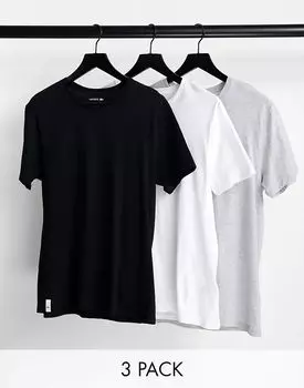 Lacoste, набор из 3 футболок для дома в белом, черном и сером цветах