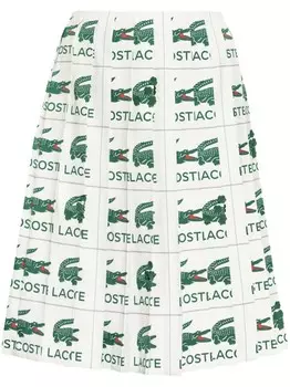 Lacoste плиссированная юбка с вышивкой, белый