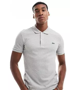 Lacoste – рубашка-поло из пике серого меланжевого кроя с логотипом