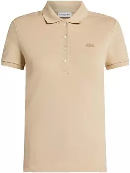 Lacoste рубашка поло с аппликацией логотипа, нейтральный цвет
