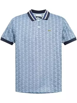 Lacoste рубашка-поло с вышитым логотипом и монограммой из жаккарда, синий