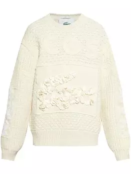Lacoste свитер с цветочной аппликацией из коллаборации с Lemari, нейтральный