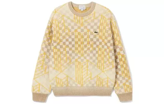 LACOSTE Свитер унисекс желто-серый в клетку