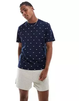 Lacoste – темно-синяя пижама с футболкой с монограммой логотипа