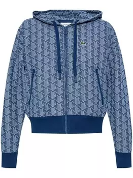 Lacoste толстовка с капюшоном из жаккардовой монограммы, синий
