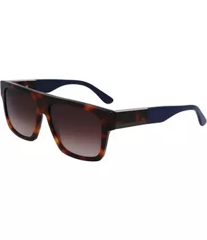 Lacoste Unisex L984S 57 мм прямоугольные черепаховые солнцезащитные очки, коричневый