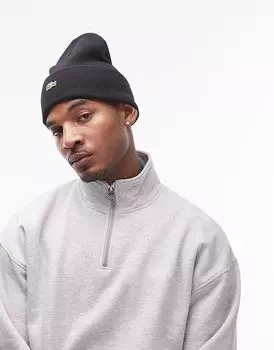 Lacoste – Вязаная шапка черного цвета с логотипом спереди
