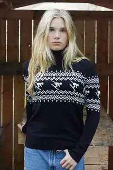 Ladies Ski Design черный вязаный рождественский свитер приталенного кроя The Little Tailor, черный