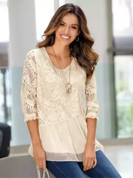 Lady кружевная блузка, цвет Champagner