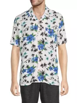 Лагерная рубашка с пальмовыми листьями Weatherproof Vintage, цвет Dress Blue