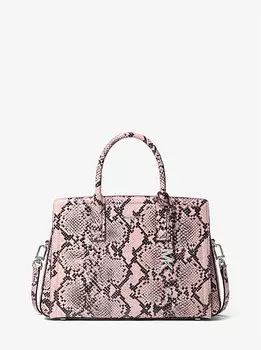 Laila средняя кожаная сумка с тиснением под змею Michael Kors, розовый