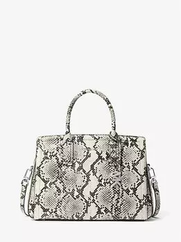 Laila средняя кожаная сумка с тиснением под змею Michael Kors, серый