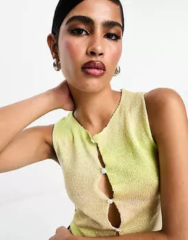 Лаймовая майка в солнечную полоску с каплевидным вырезом PacSun