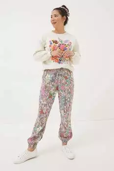 Лаймовые брюки Fatface с ярким цветочным узором Fat Face, мультиколор