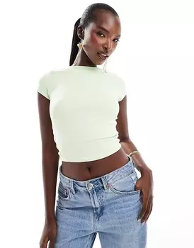 Лаймовый двухслойный укороченный топ с короткими рукавами ASOS DESIGN