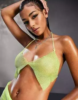 Лаймовый топ-комбинация с воротником-бретелькой AS YOU AsYou