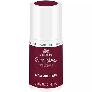 Лак для ногтей Striplac Peel Or Soak Vegan Midnight Red Led, 8 мл, Alessandro