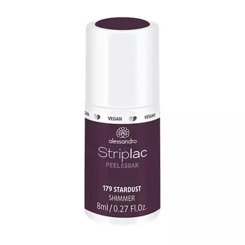 Лак для ногтей Striplac Peel Or Soak Vegan Stardust Led в оттенке красный металлик 8 мл, Alessandro