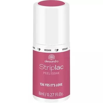 Лак для ногтей Striplac Peel Or Soak Vegan Yes It's Love Led, красный и розовый, 8 мл, Alessandro