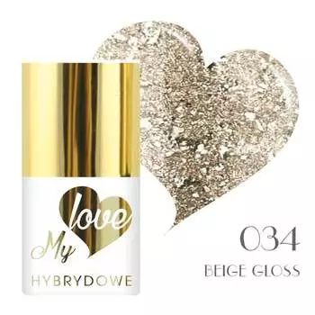 Лак Mylove UV/Led Hybrid Varnish 034 Glamour Beige Gloss, SUNFLOWER
