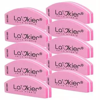 Лак, Профессиональный полировщик для ногтей Лодочка Градация 180/240, Розовый, 10 шт., La'kier