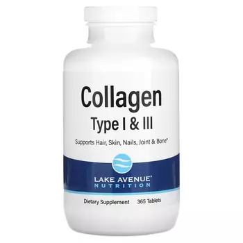 Lake Avenue Nutrition Гидролизованный коллаген типа I и III 3000 мг, 360 таблеток (1000 мг на таблетку)