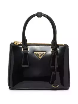 Лакированная мини-сумка Galleria Prada, черный