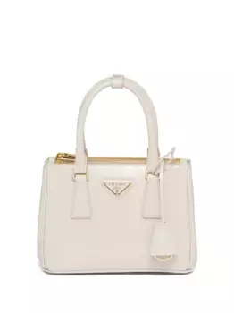 Лакированная мини-сумка Galleria Prada, нейтральный