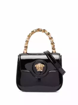 Лакированная мини-сумка La Medusa VERSACE, черный