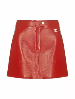 Лакированная мини-юбка Courreges, красный