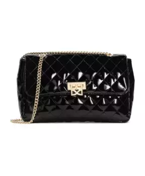 Лакированная стеганая сумка с цепочкой Kazar, черный