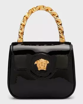Лакированная сумка через плечо Medusa с цепочкой и ручкой сверху Versace