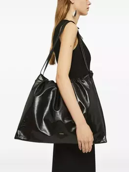 Лакированная сумка-тоут Jil Sander, черный