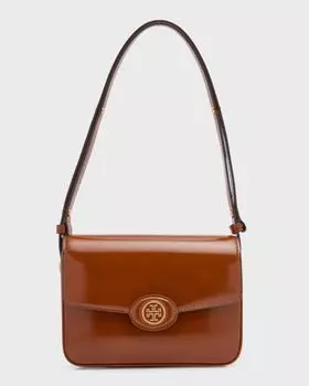Лакированная сумка-трансформер Robinson на плечо Tory Burch, цвет Dark Sienna