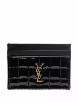 Лакированная визитница Сassandre Matelass Saint Laurent, черный