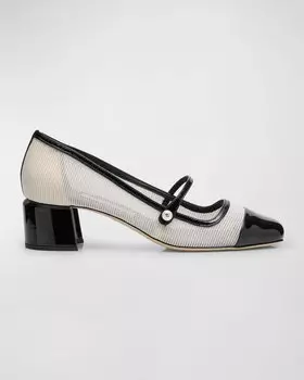 Лакированные балетки Elisa Mesh Mary Jane Jimmy Choo, цвет Black/Latte