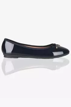Лакированные балетки с бантиком и мыском KRISP, темно-синий