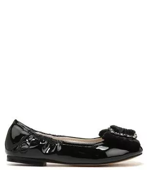 Лакированные балетки Sam Edelman для девочек Farah со стразами и бантом (молодежная), черный