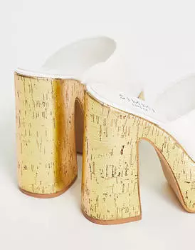 Лакированные белые пробковые туфли на платформе Simmi London Wide Fit Aletta