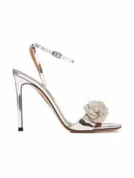 Лакированные босоножки Aquazzura, серебристый