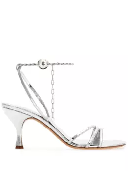 Лакированные босоножки Ferragamo, серебяный