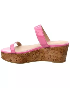 Лакированные босоножки на танкетке Stuart Weitzman Boardwalk 65, розовый