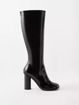 Лакированные ботинки atomic 90 до колена Bottega Veneta, черный