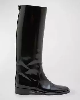 Лакированные ботинки Hunt длиной до колена Saint Laurent, цвет Nero